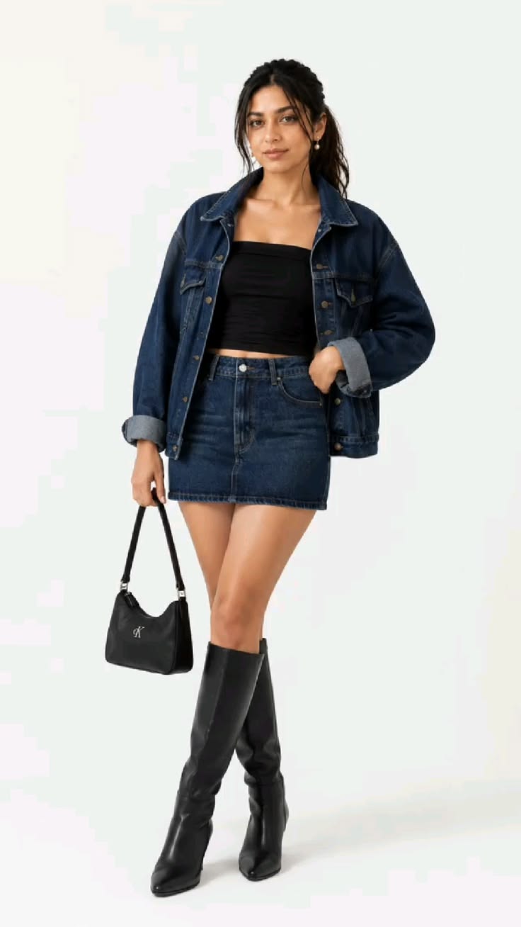 Women Dark Blue Denim Mini Skirt