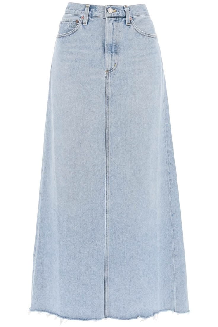 Women Light Blue Denim Maxi Skirt