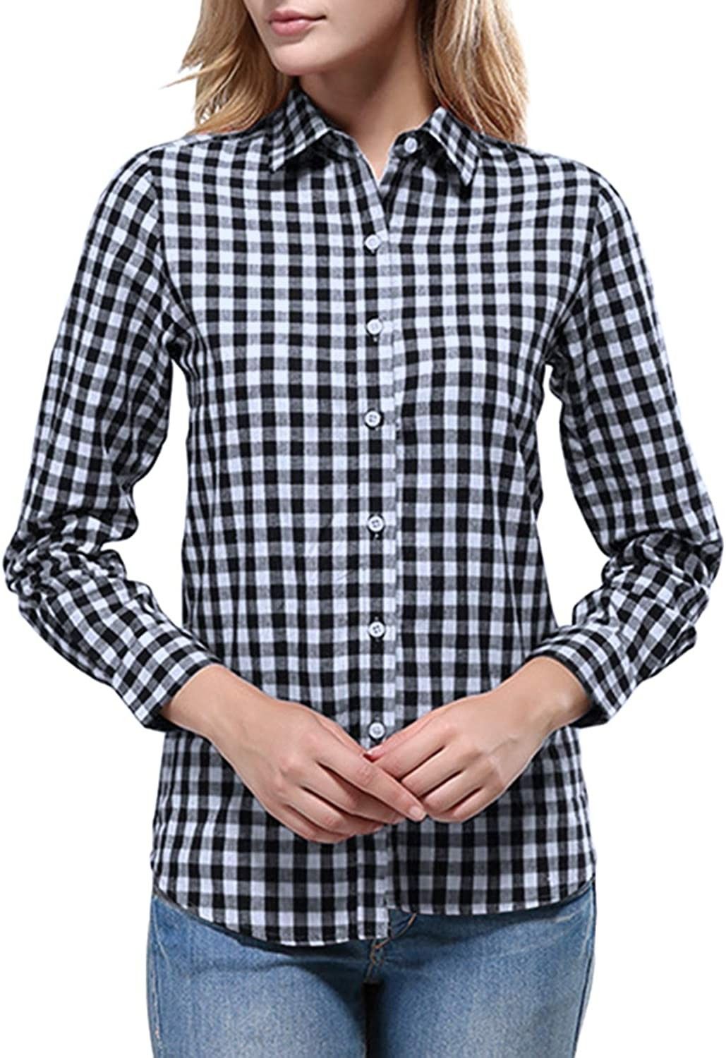 Women Black & White Gingham Check Shirt