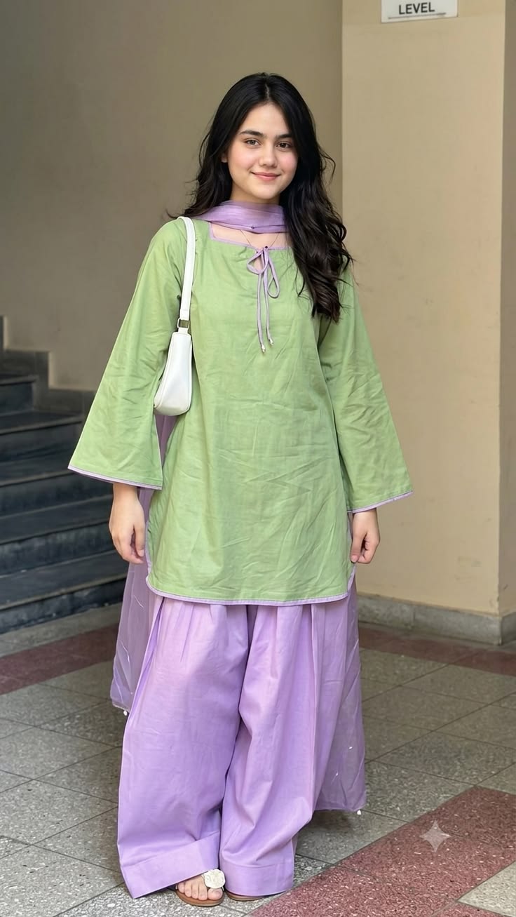 Women Pistachio Green Lavender Patiala Suit Set