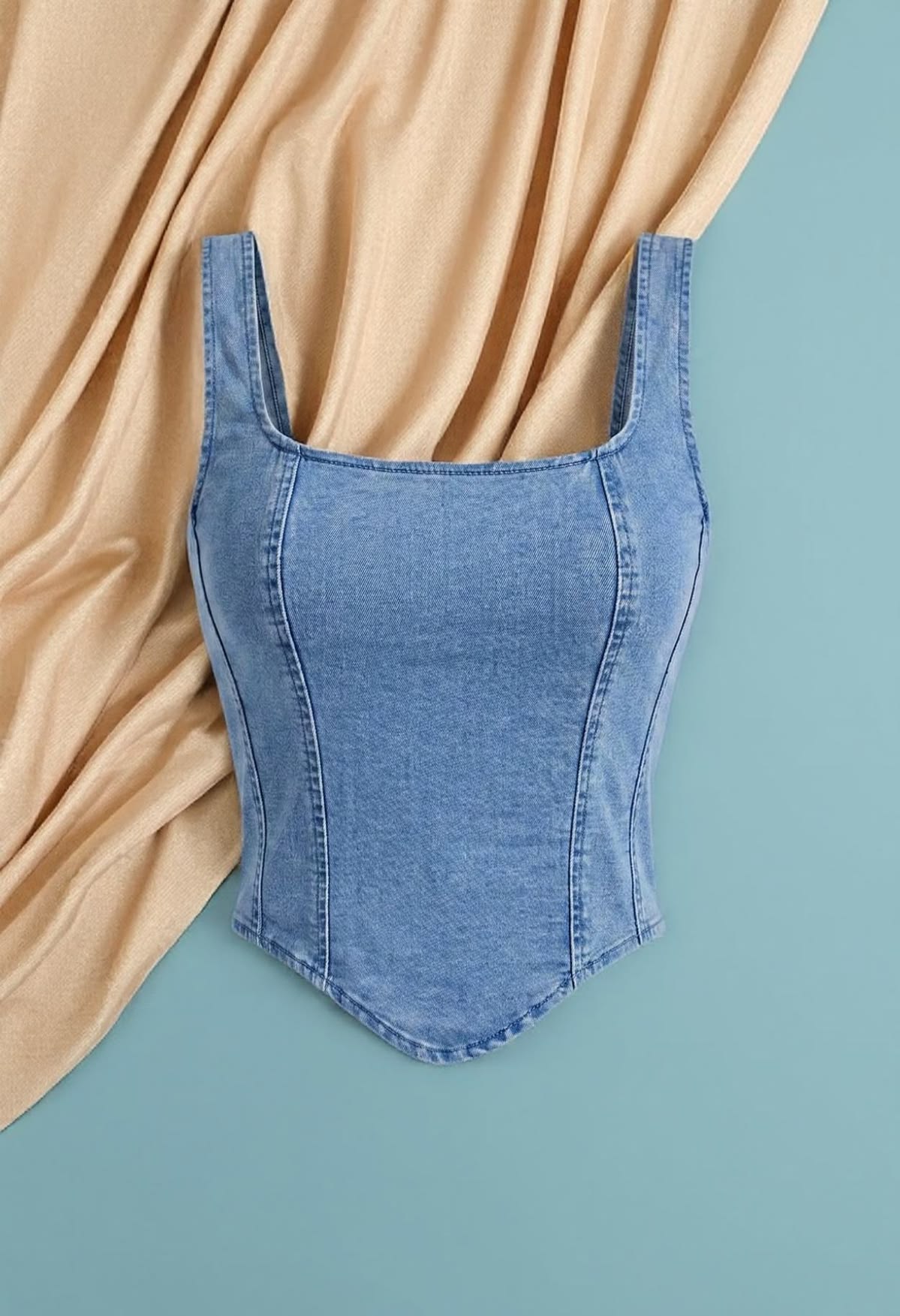 Blue Denim Corset Top
