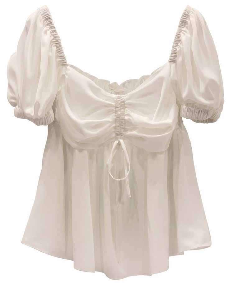 White Ruched Long Sleeve Top