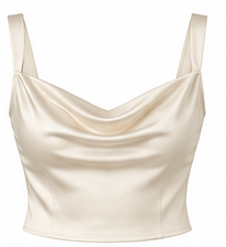 Ivory Satin Cowl Neck Cami Top