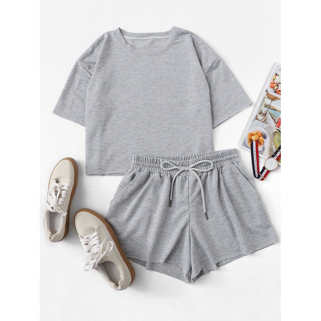 Women Grey Cat Print T-Shirt & Shorts Night Suit