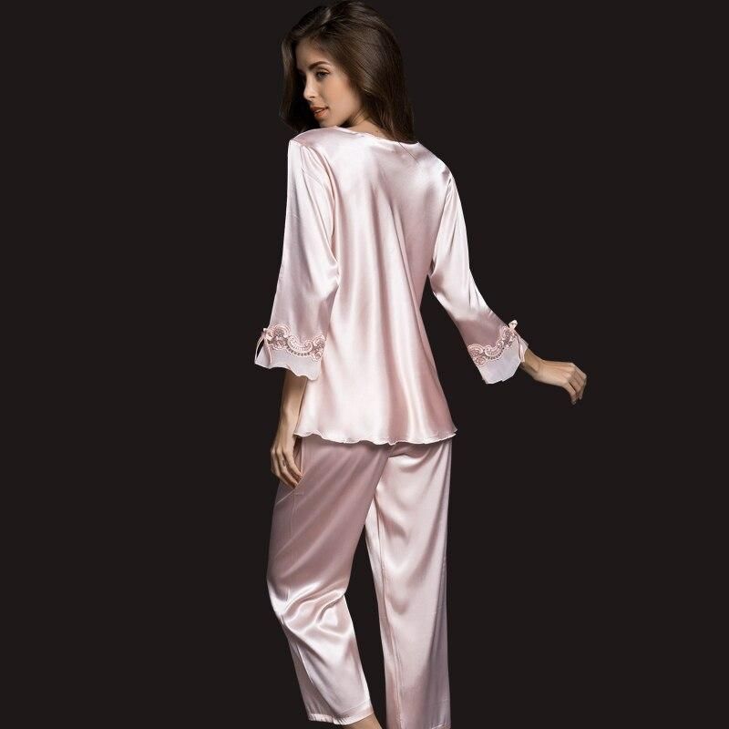 Women Blush Pink Satin Lace Pajama Set