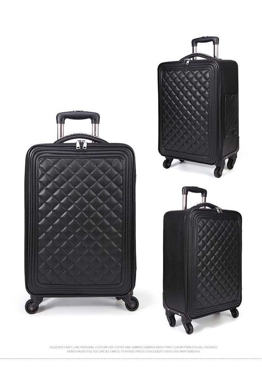 Women Black Quilted 4 Piece Luggage Set
