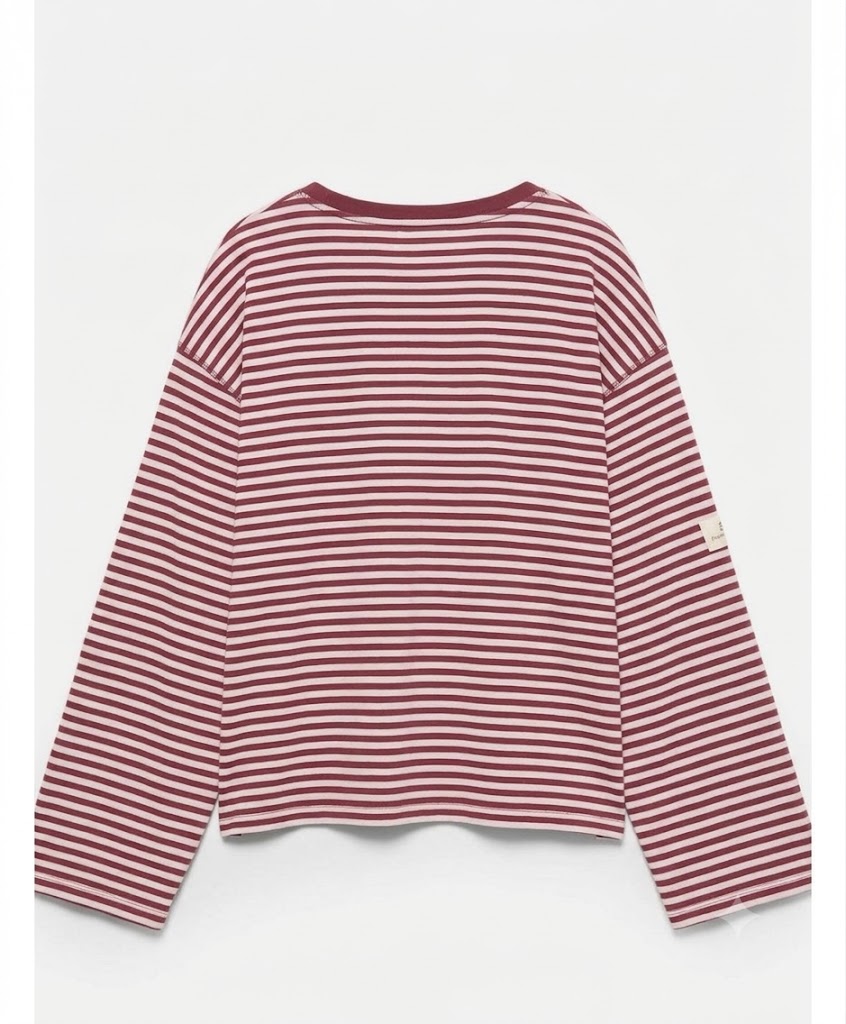 Burgundy White Stripe Relaxed Sweatshirt