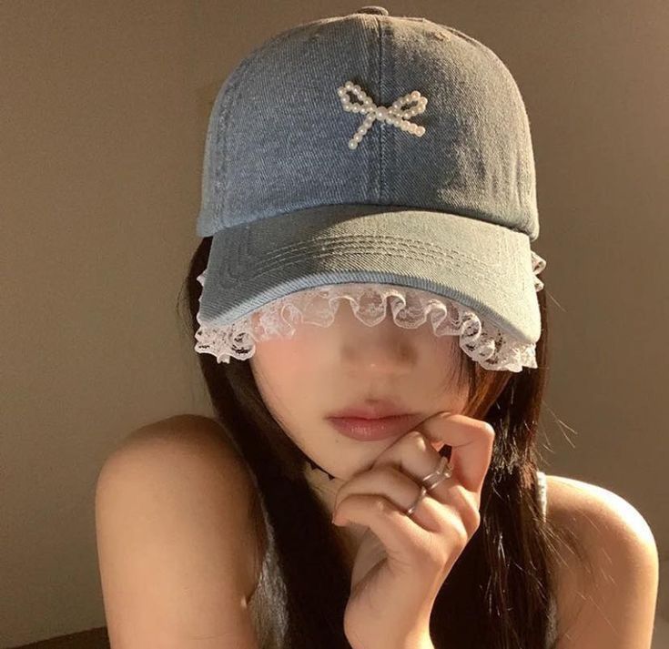 Denim Lace Trim Fashion Cap