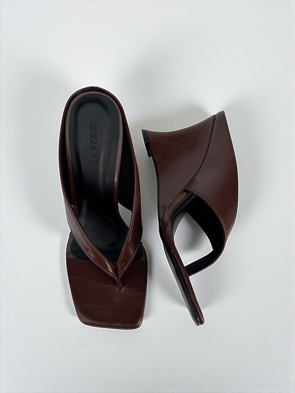 Chocolate Brown Minimal Heeled Mules