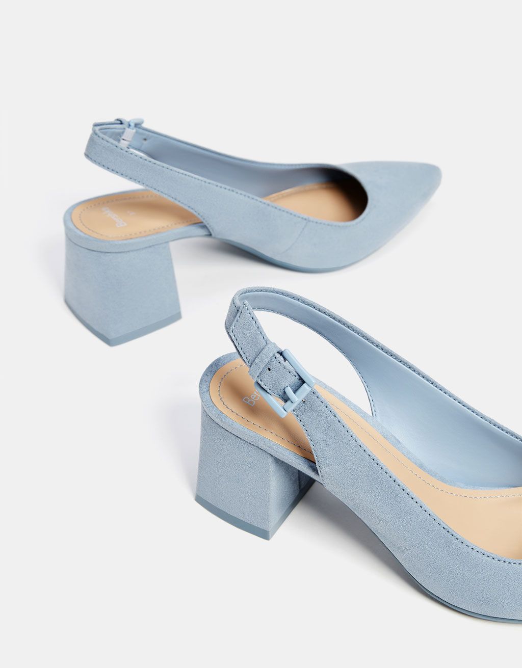 Powder Blue Slingback Block Heels