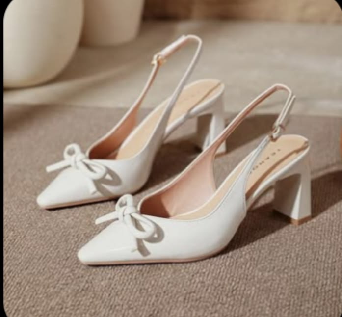 Ivory Pointed Toe Slingback Pumps