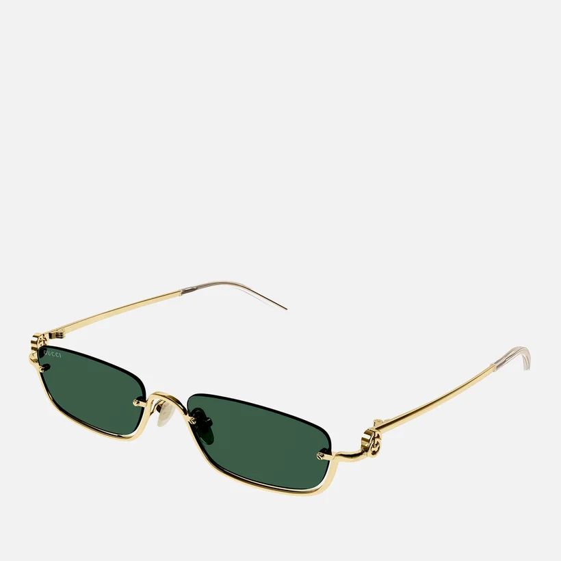 Gold Rim Vintage Octagonal Green Sunglasses