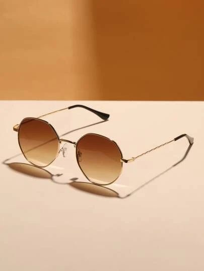Rose Gold Round Gradient Sunglasses