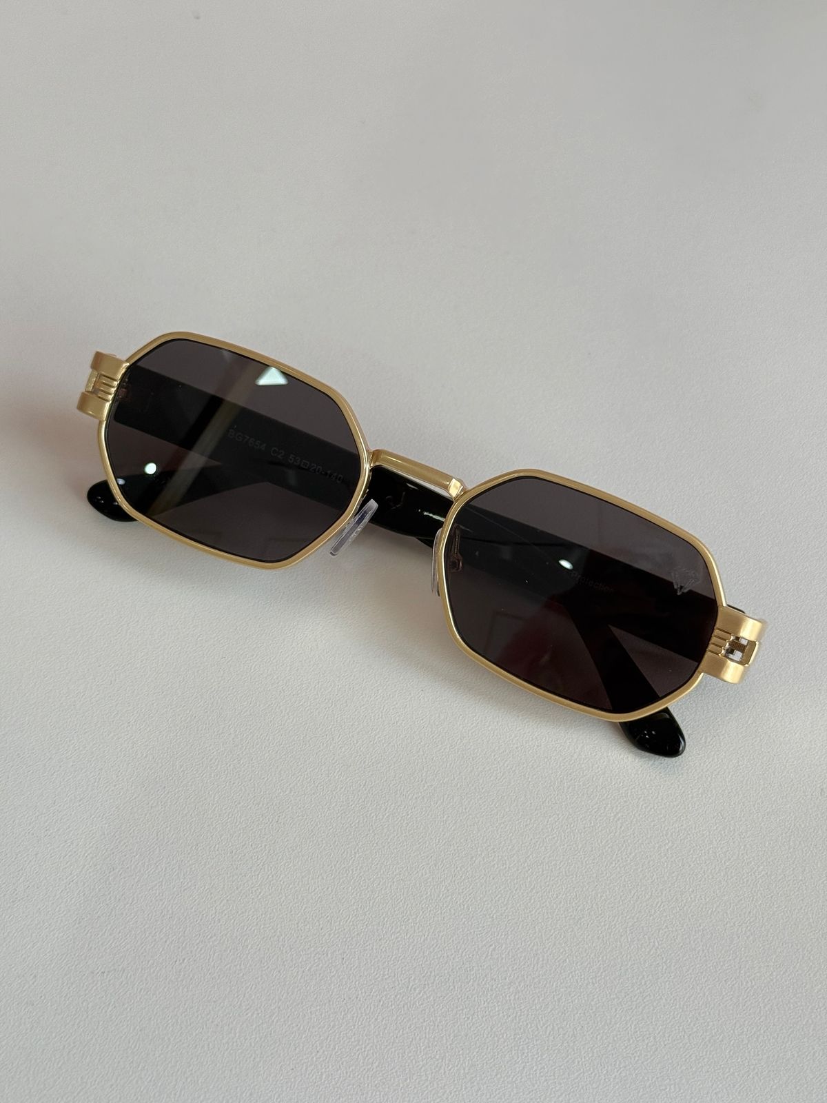 Chunky Gold Metal Geometric Sunglasses