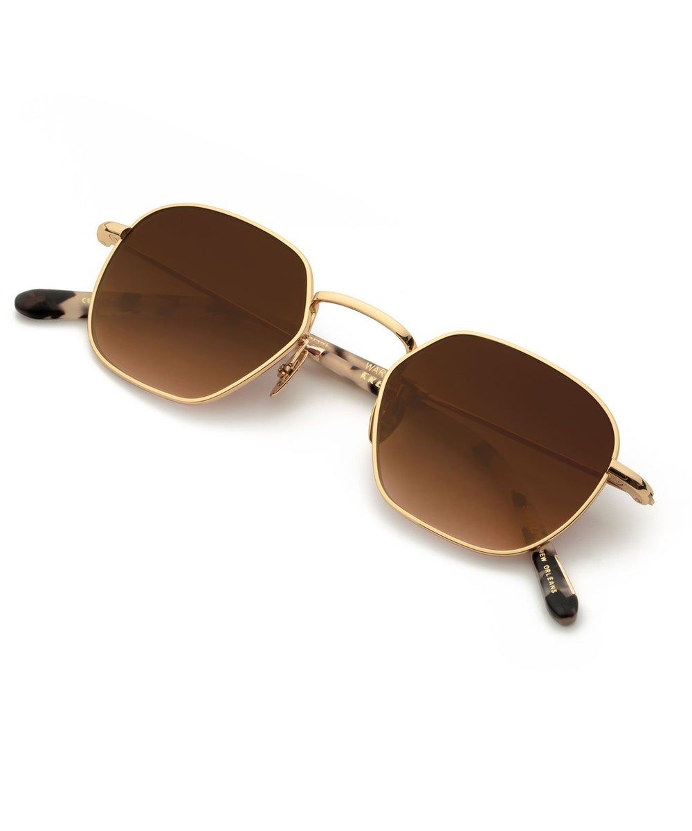 Gold Double Bridge Squared Aviator Sunglasses