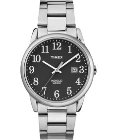Classic Stainless Steel Black Dial Date Watch