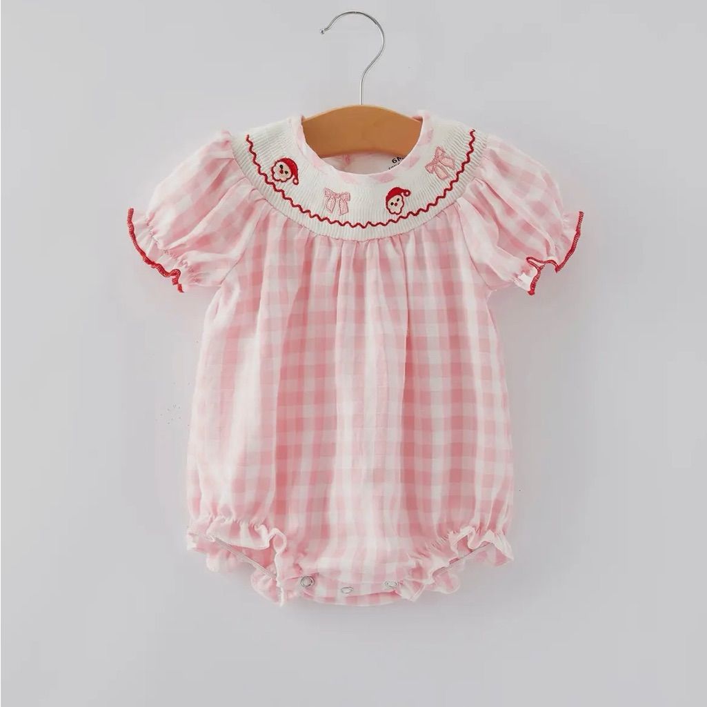 Pink Gingham Ice Cream Romper Dress