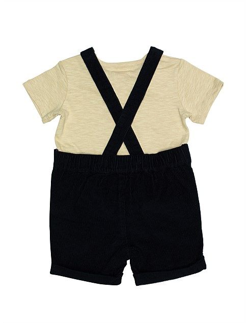 Navy Blue Suspender Shorts Set