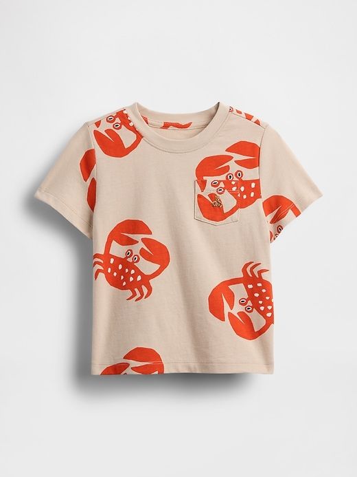 Cream Crab Print T-Shirt & Shorts Set