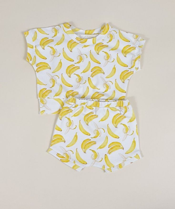 Cream Banana Print T-Shirt & Shorts Set