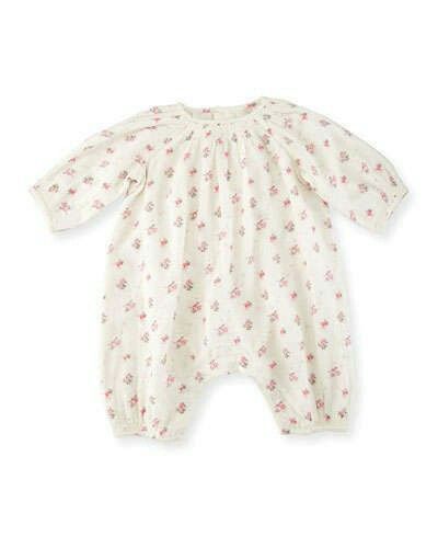 Cream Floral Collared Baby Jumpsuit