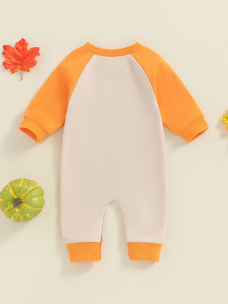 Orange Raglan Baby Romper