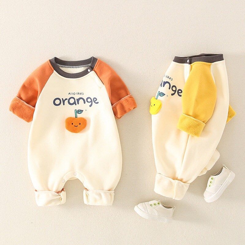 Orange Raglan Baby Romper