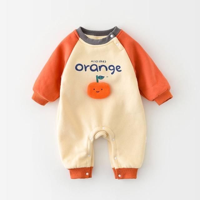 Orange Raglan Baby Romper