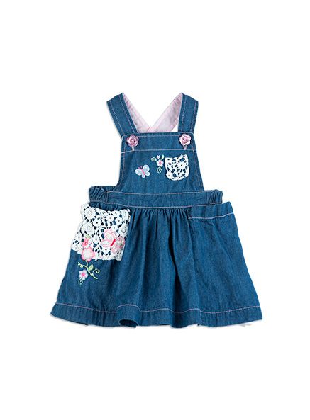 Denim Floral Pinafore Dress with Top