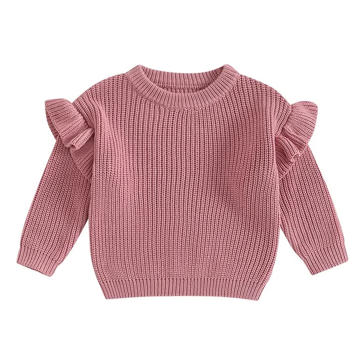 Pink Ruffle Knit Baby Sweater