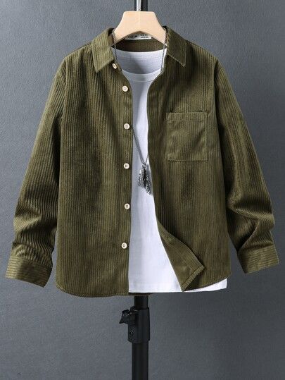 Olive Utility Jacket & Black Cargo Pants Set