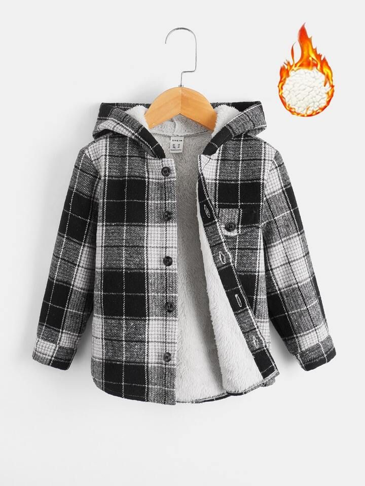 Black & White Plaid Hooded Shirt with Joggers