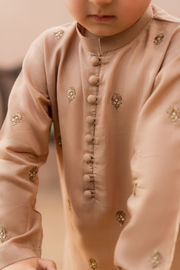 Pink Kurta & White Pajama Set for Boys