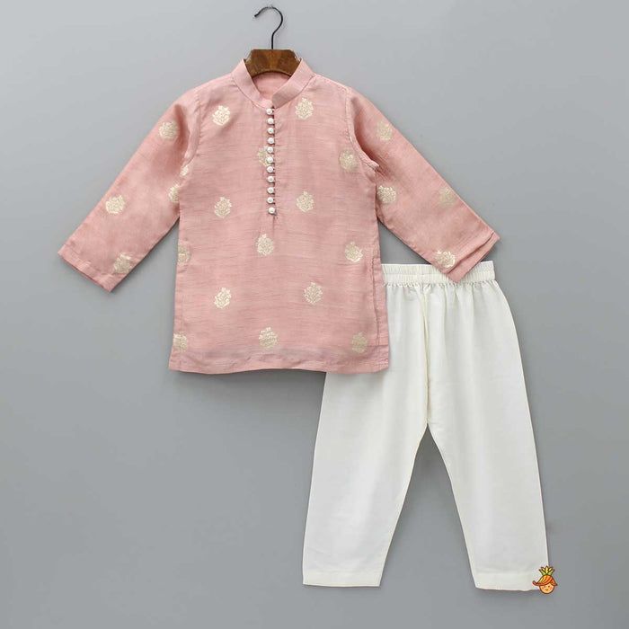 Pink Kurta & White Pajama Set for Boys