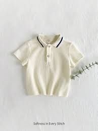 Cream Polo T-Shirt & Navy Shorts Set