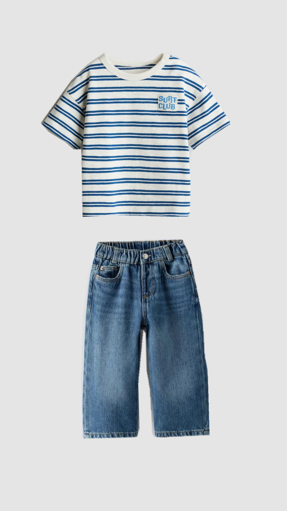 Blue Striped T-Shirt & Denim Jeans Set