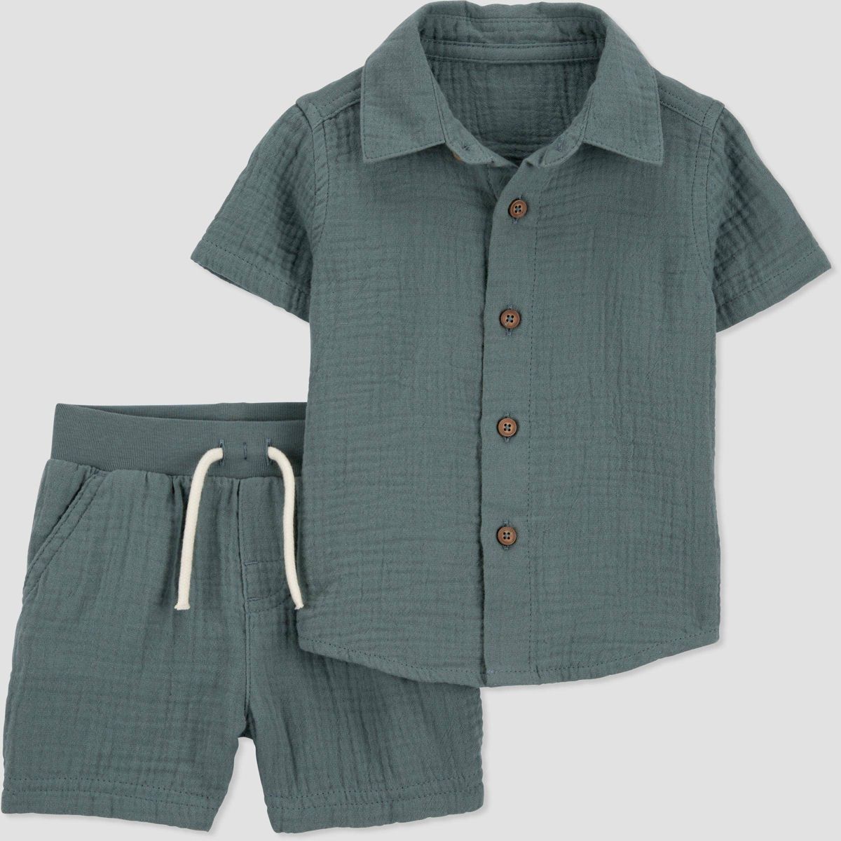 Sage Green Polo Shirt & Shorts Set