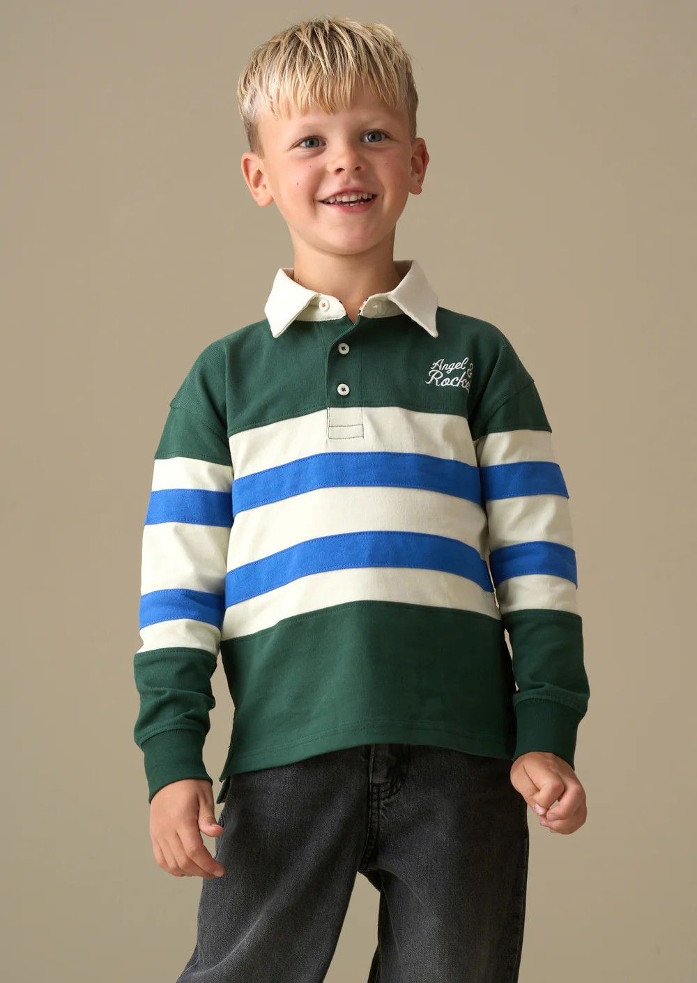 Green & White Striped Sweatshirt