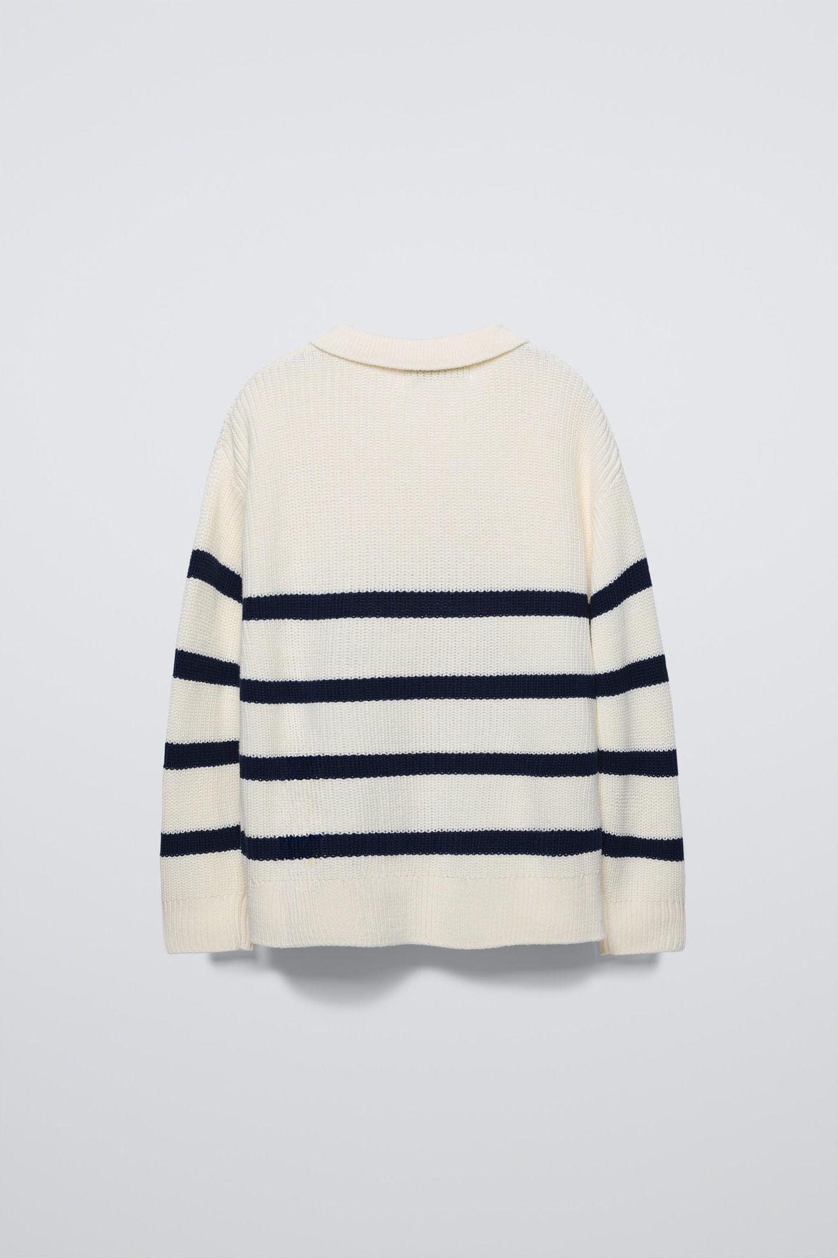 White & Navy Number 8 Polo Sweater