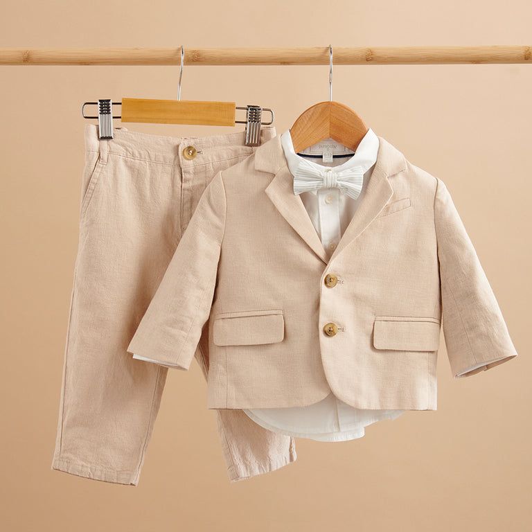 Beige Blazer & Trousers Formal Suit Set