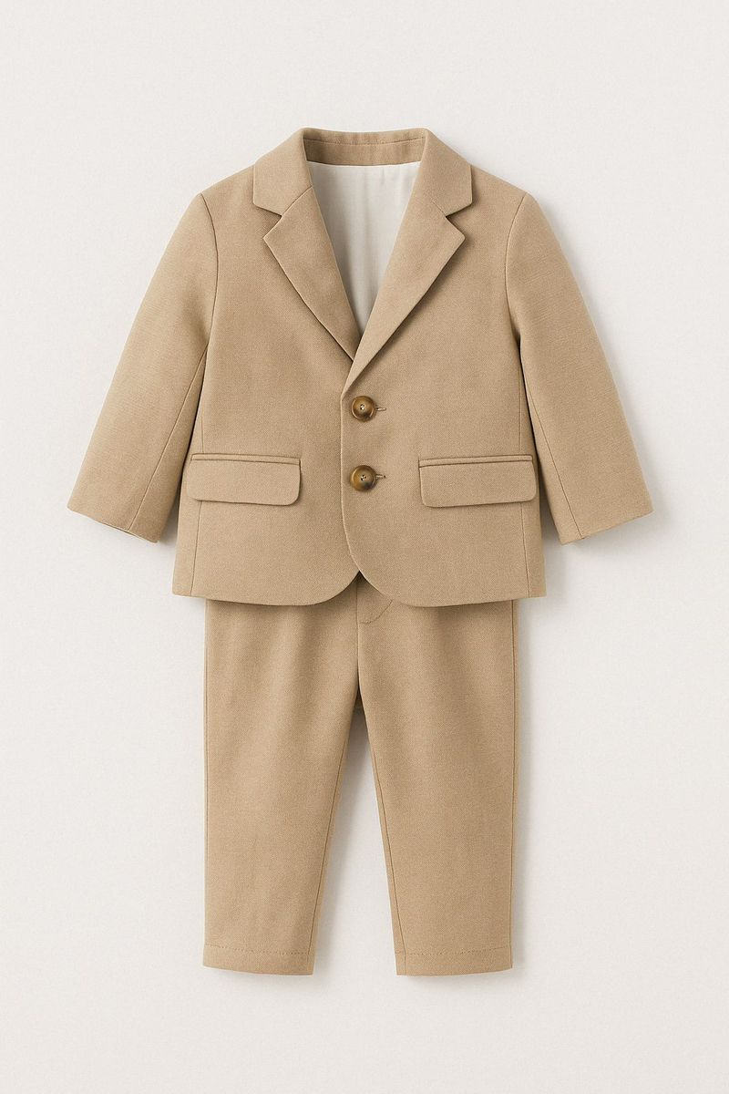 Beige Blazer & Trousers Formal Suit Set