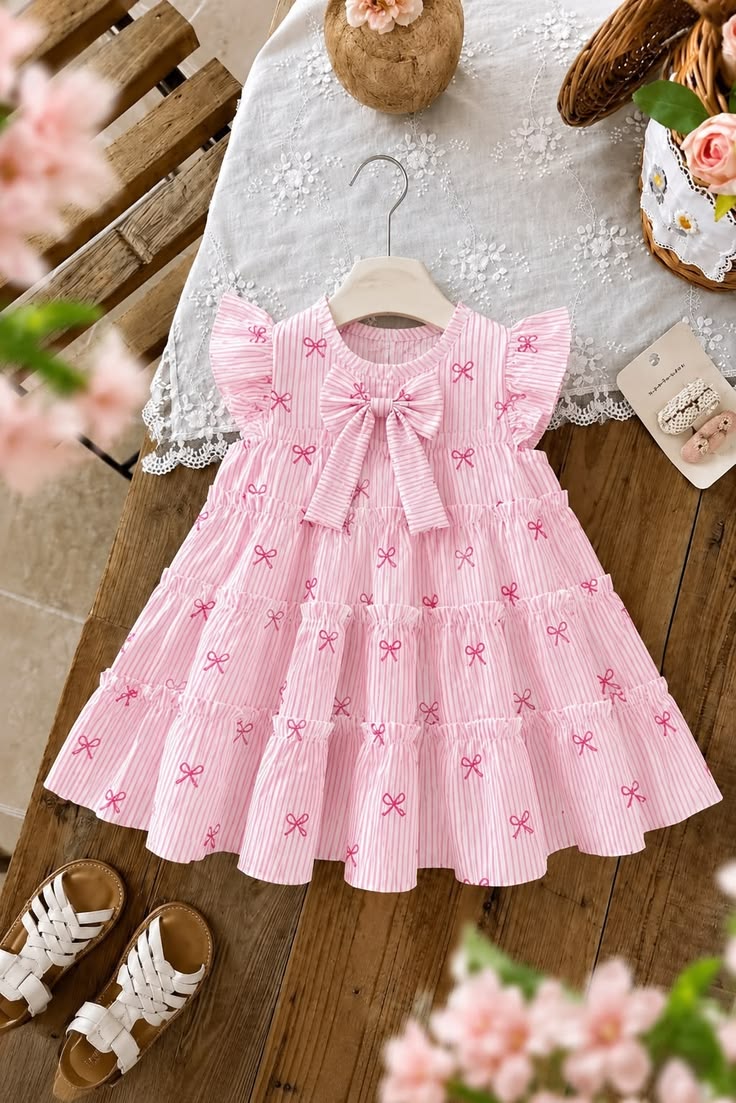 Pink Floral Puff Sleeve Dress