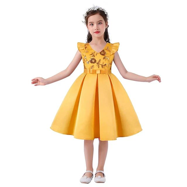 Golden Embroidered Party Dress