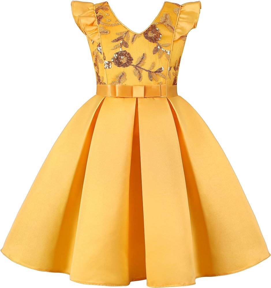 Golden Embroidered Party Dress