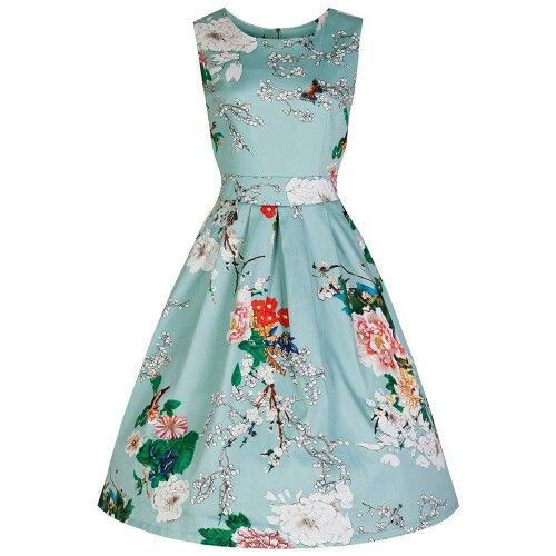 Sky Blue Floral Bow Dress