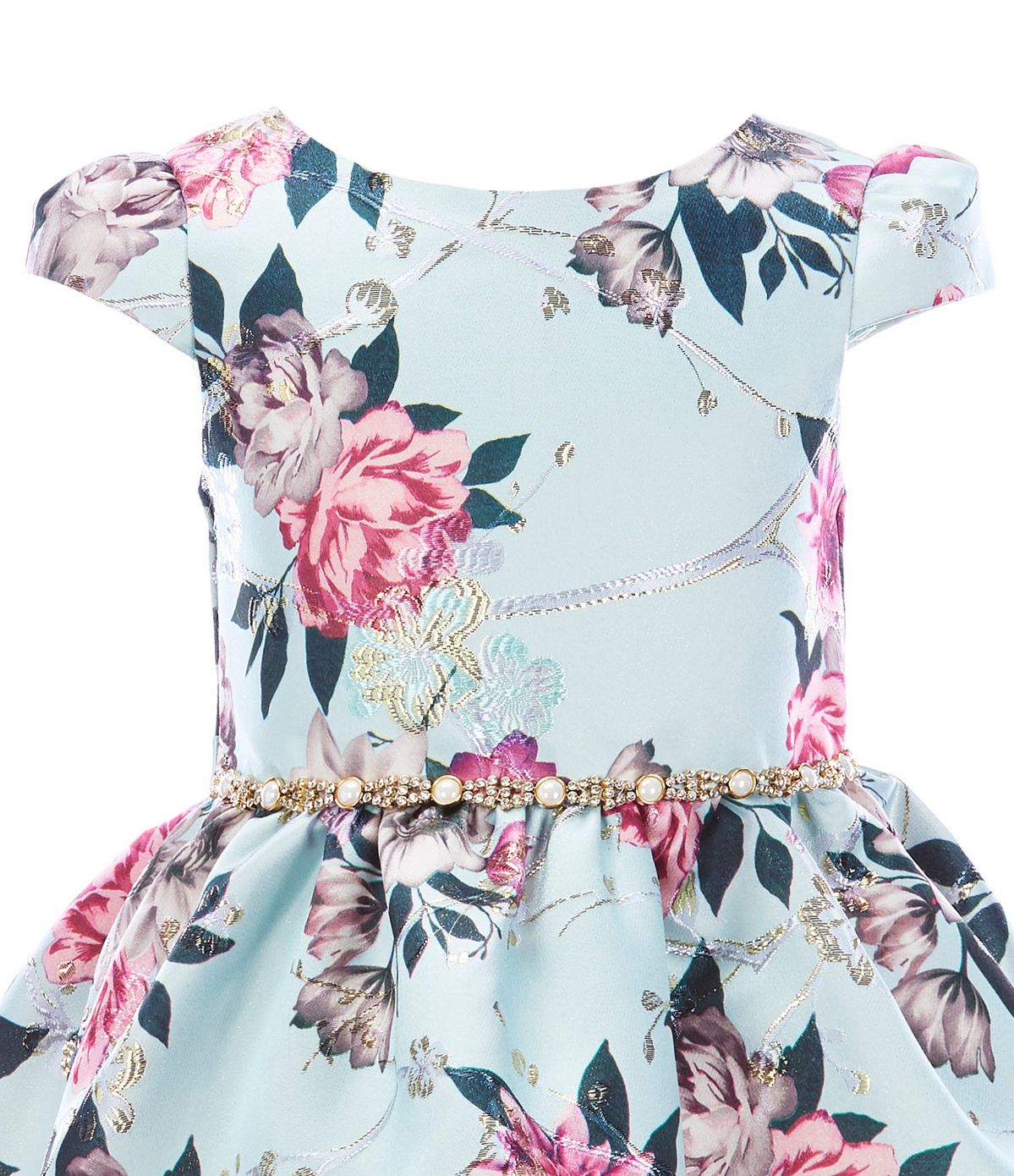 Sky Blue Floral Bow Dress