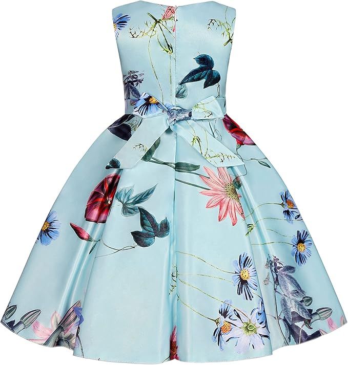 Sky Blue Floral Bow Dress