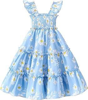 Blue Daisy Tiered Frock Dress