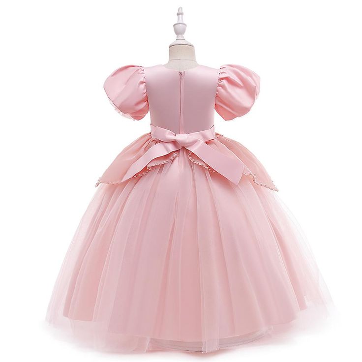 Pink Puff Sleeve Tulle Party Dress