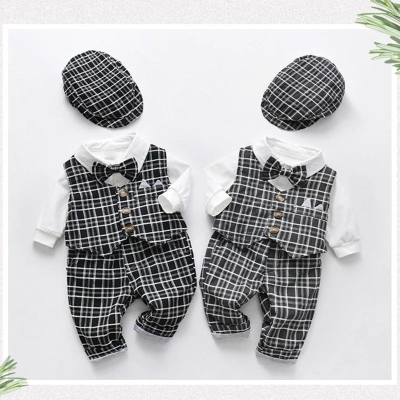 Black & White Checked Baby Formal Set